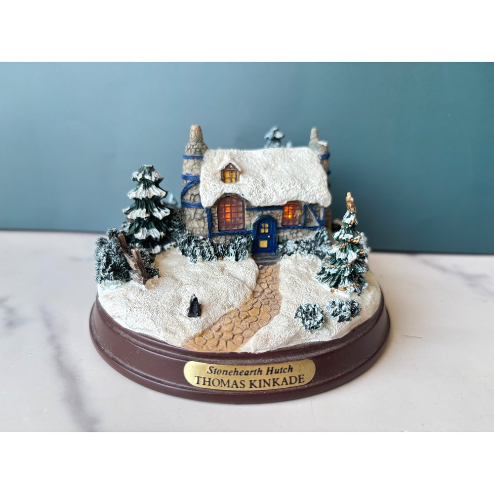 Thomas Kinkade Stonehearth Hutch Illuminated Winter Cottage Figurine Village
